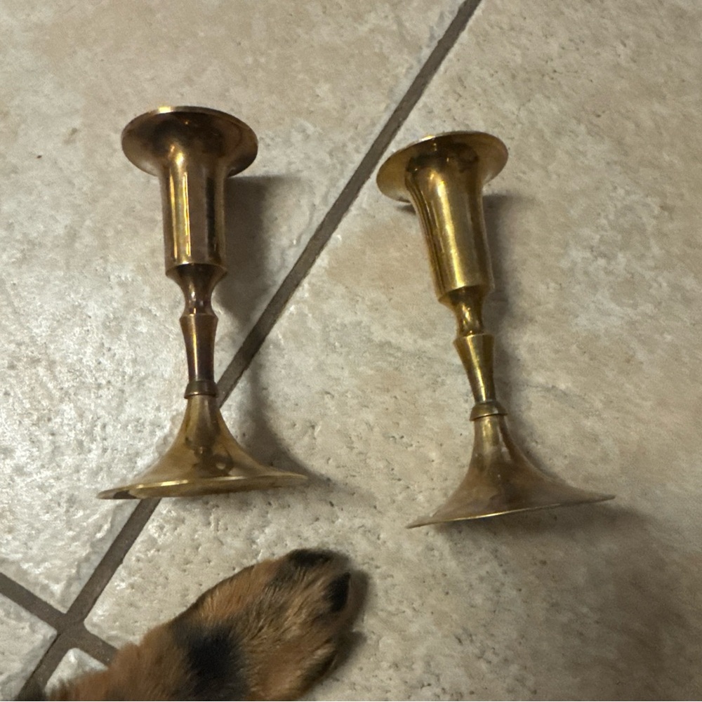 VTG International Brass Co Set SOLID BRASS Graduated Candle Holders 5 “ T6